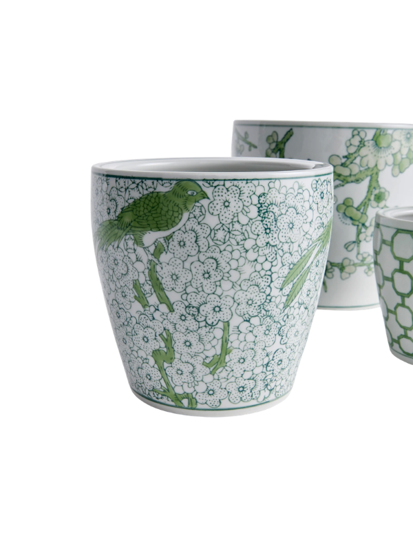 Imperial Flower Pots in Green and White