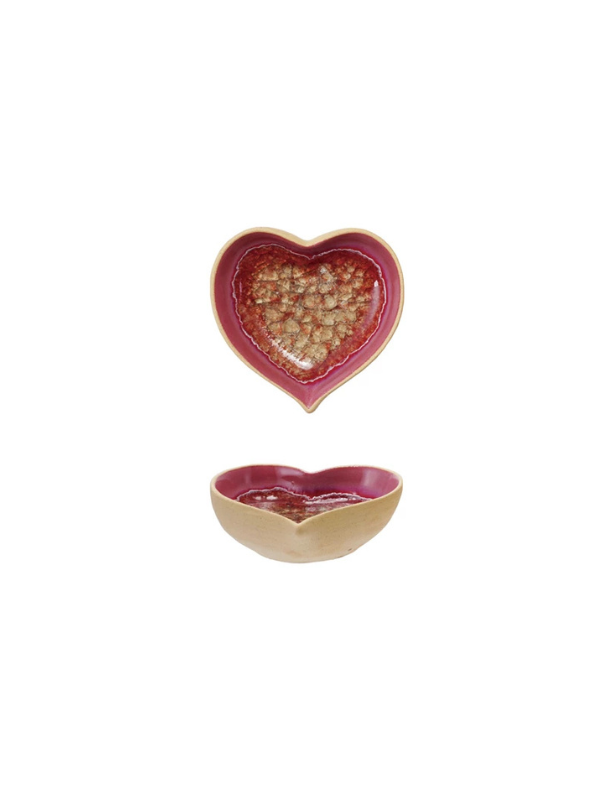 Pink Heart Shaped Stoneware Dish