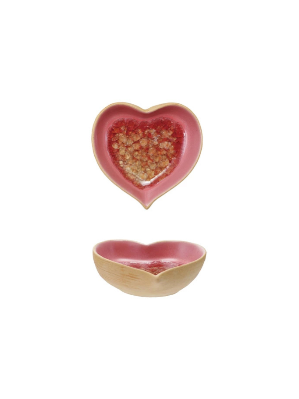 Pink Heart Shaped Stoneware Dish