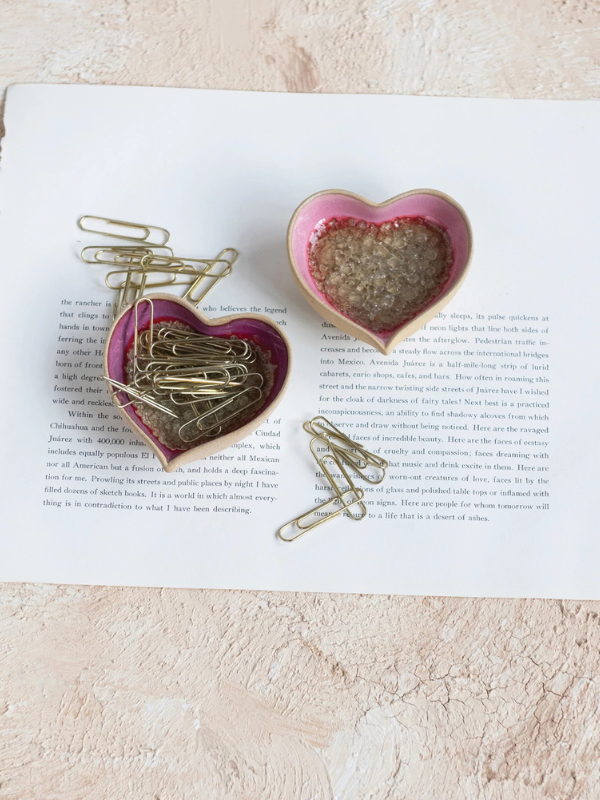 Pink Heart Shaped Stoneware Dish