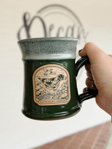 froty rim look on a green bird dog wide rim coffee mug 