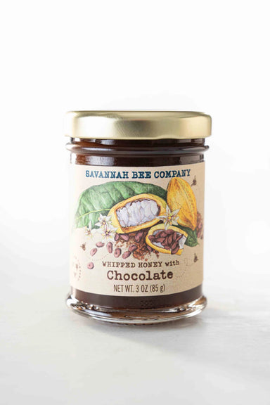 Jar of Savannah Bee Company whipped honey with chocolate 