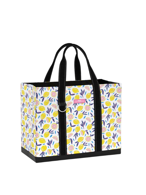 Lemon patterned large tote bag for travel