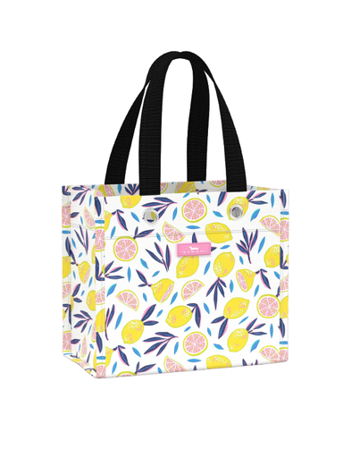 lemon patterned durable and reusable small gift bag tote