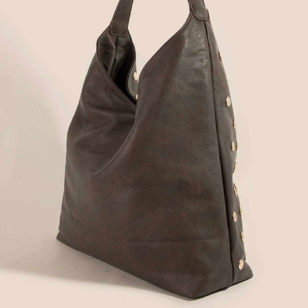 Studded Black Leather Handbag