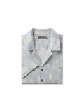 Short-sleeve button down shirt with a tropical leaf pattern 