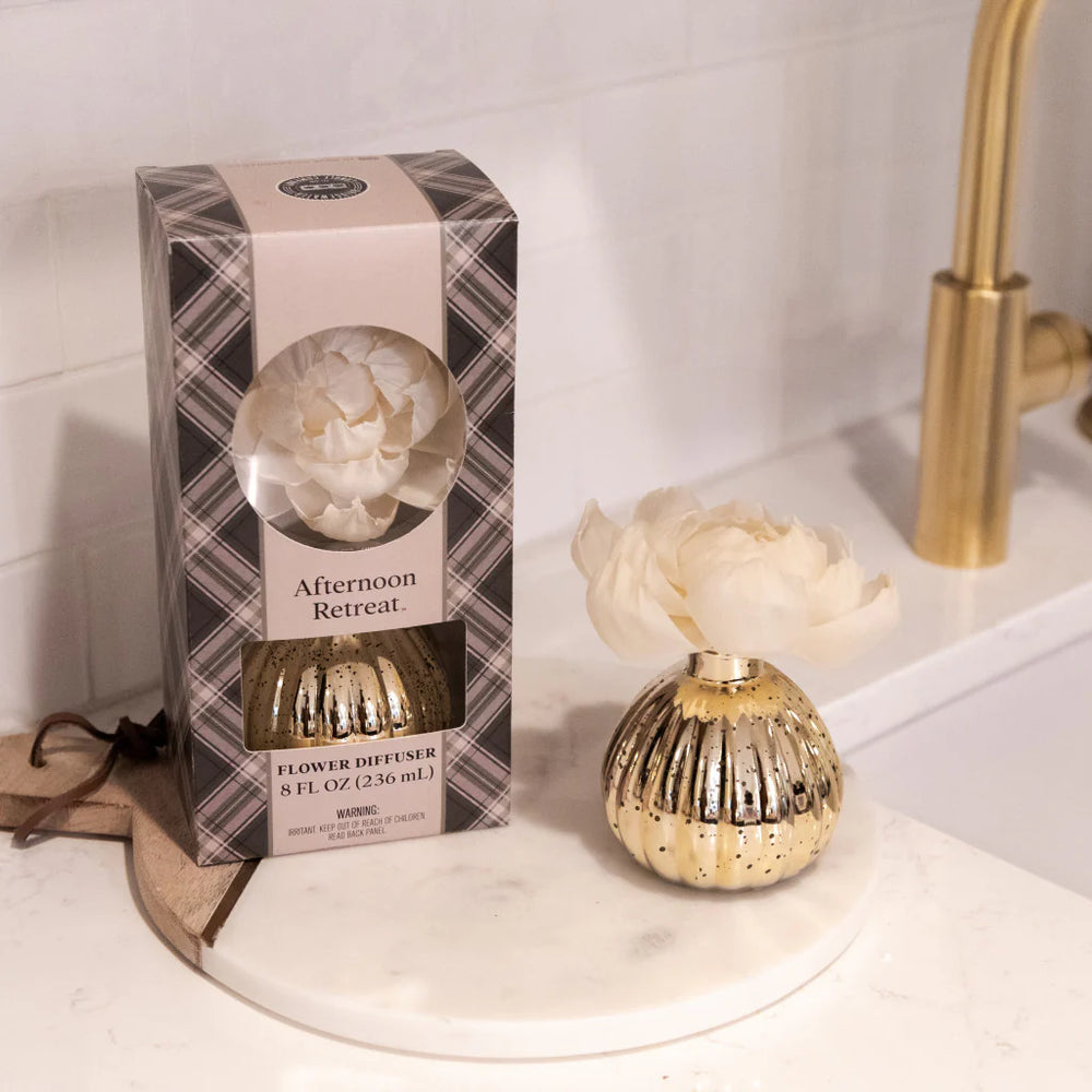 Afternoon Retreat Mercury Glass Flower Diffuser by Bridgewater
