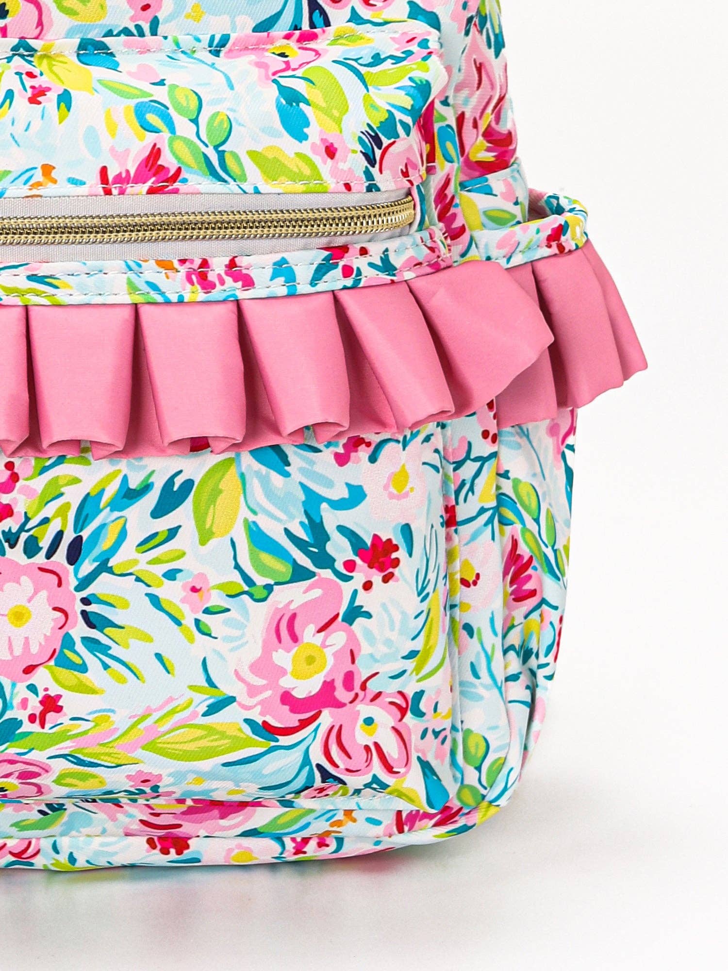 Colorful Floral Girls' Ruffle Backpack