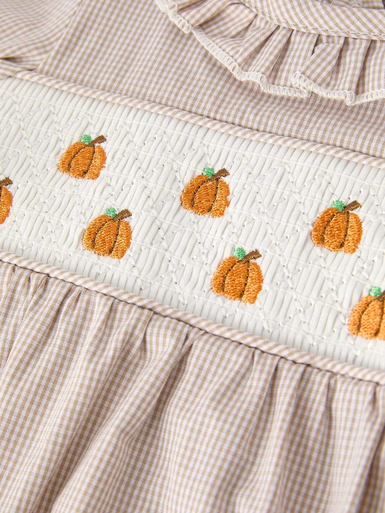Fall Smocked Plaid Baby Girl Romper