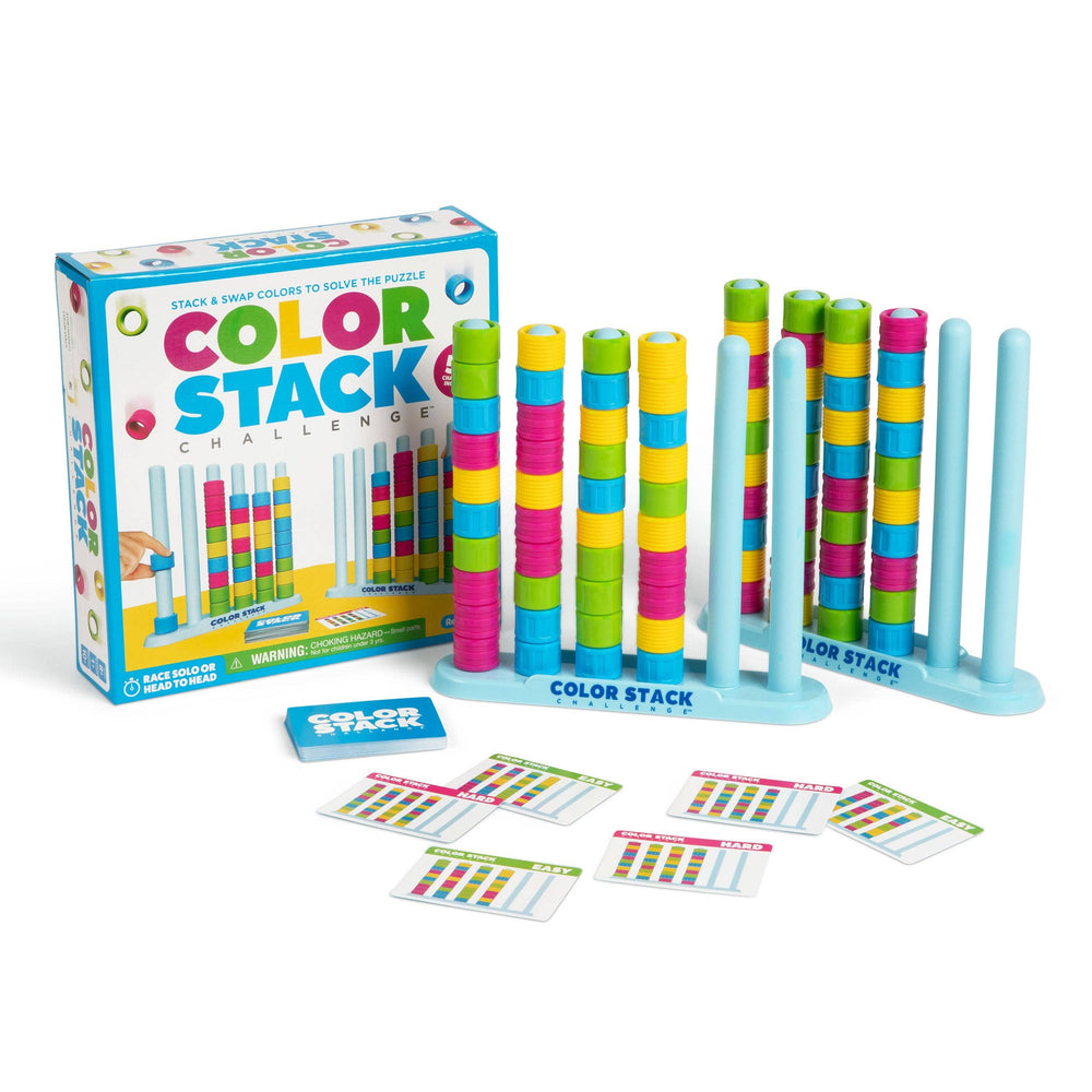 Color Stack Challenge by Relatable – Fast-Paced Color Puzzle Game for Kids, Teens, and Families – Fun 2 Player Game with Stack Racks, Rings & Challenge Cards