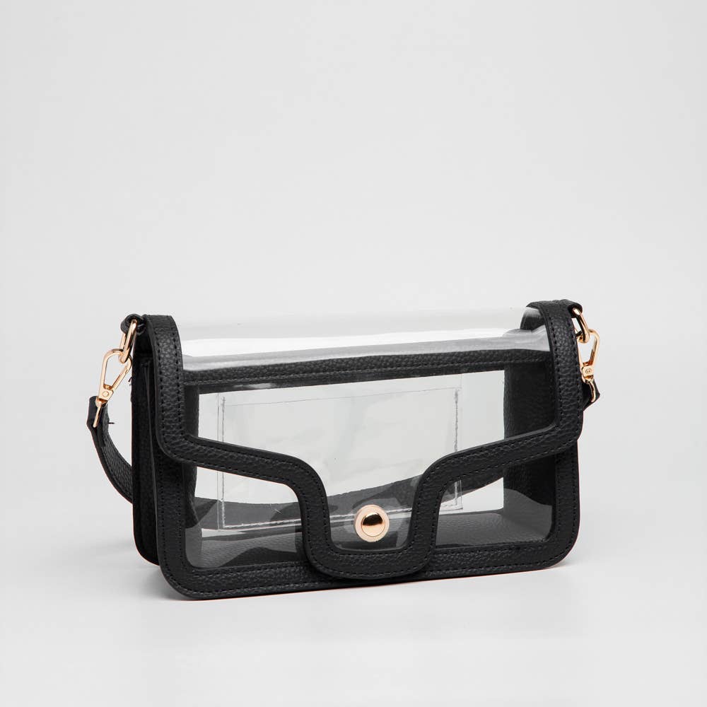 Game Day Stadium Clear Envelope Shoulder Bags- Black