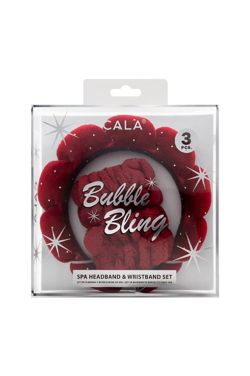 Red Spa Headband & Wristband Bling Set