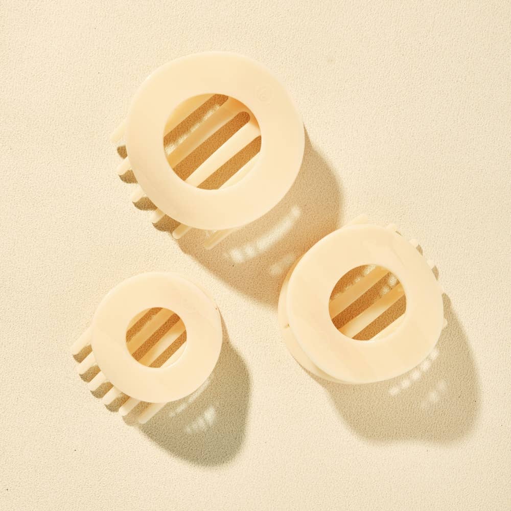 Almond Beige Medium Flat Circle Hair Clip