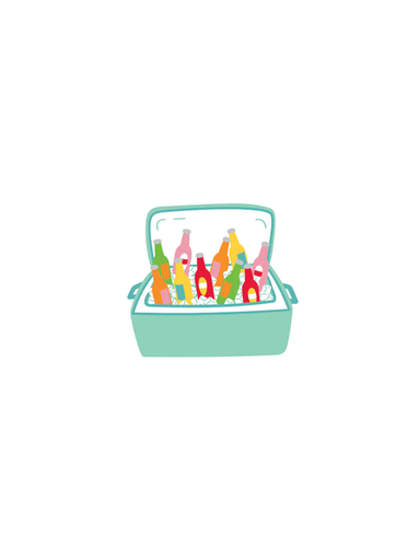  cooler ceramic attachment with colorful bottles on a white background