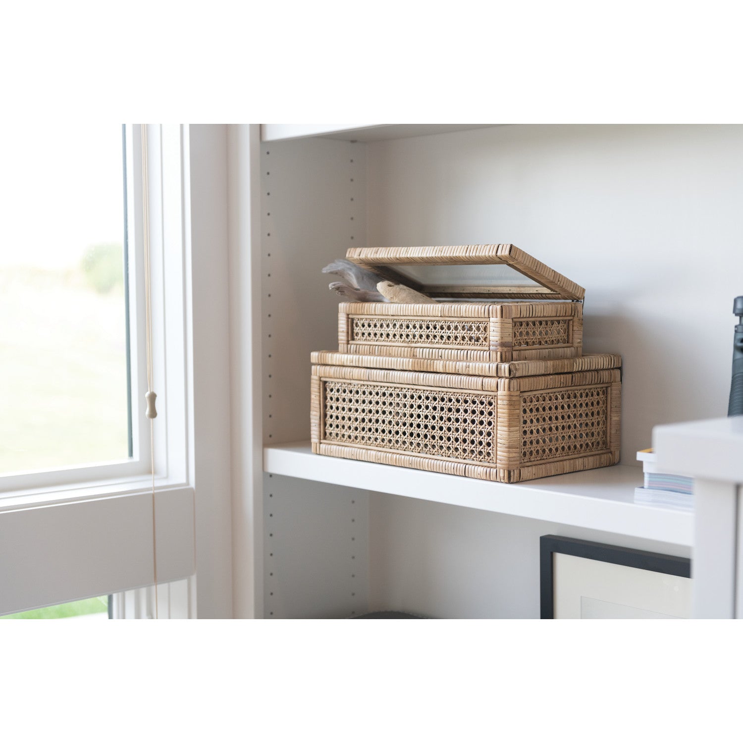 Small Rattan Glass Display Box