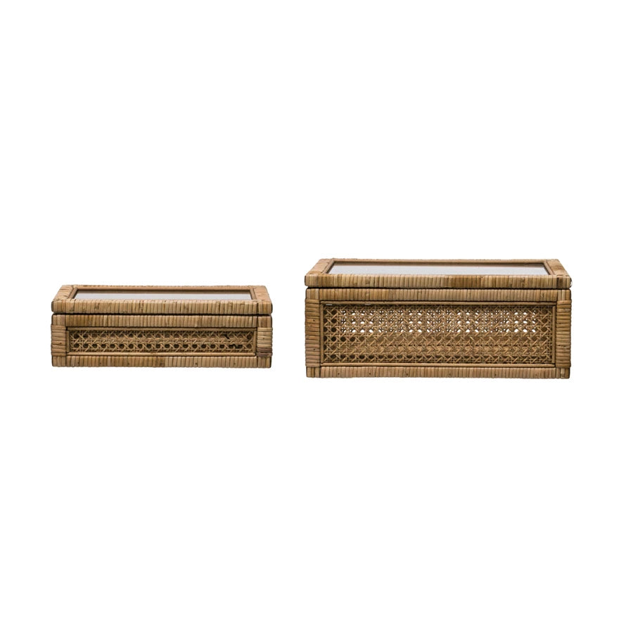 Small Rattan Glass Display Box