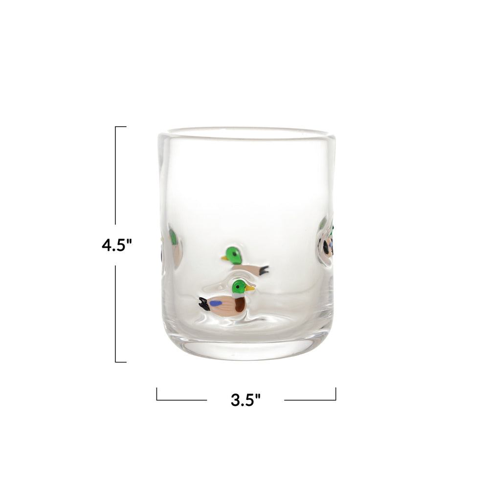 16oz Drinking Glass With Embedded Mallards