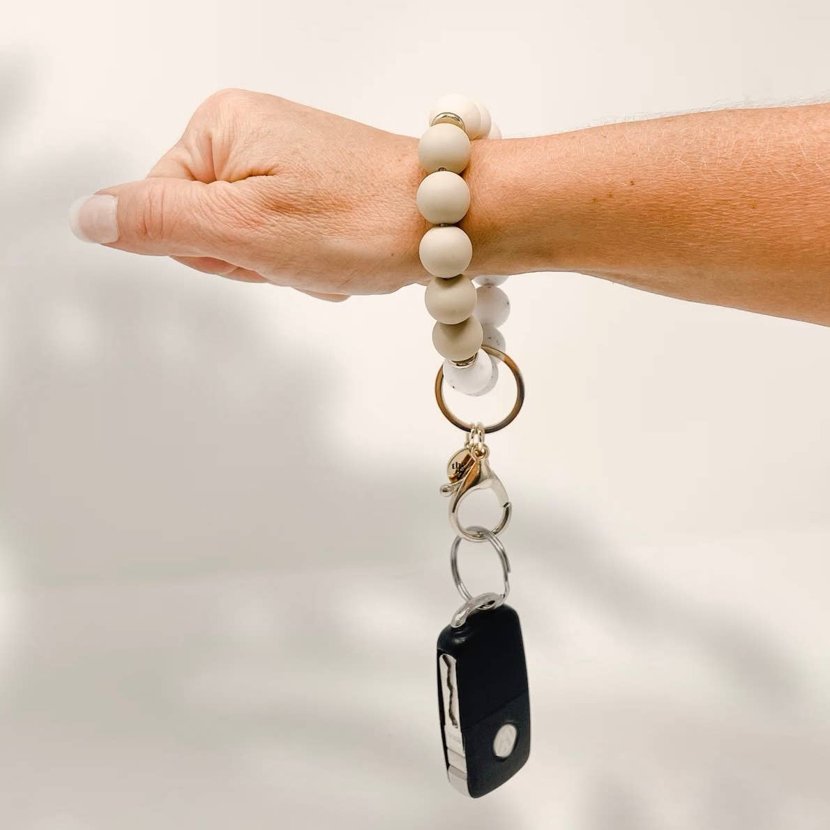 Oatmilk Latte Hands-Free Silicone Beaded Keychain Wristlet