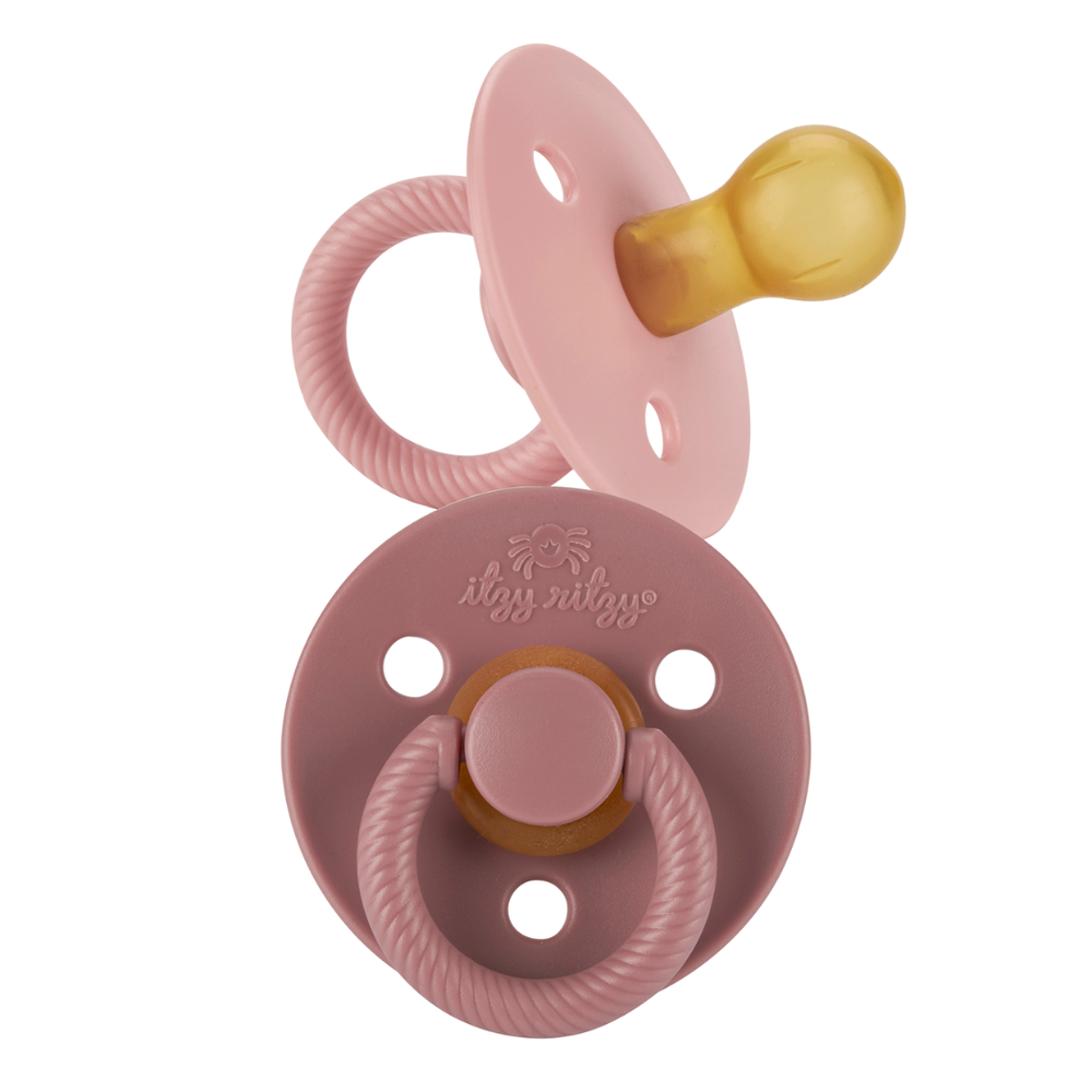 Itzy Soother™ Natural Rubber Paci Sets: Blossom + Rosewood 6-18M