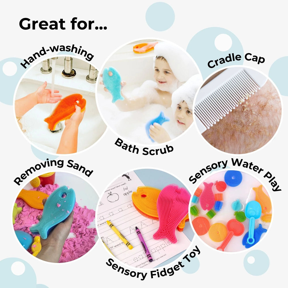 Aqua/Green Fish Innobaby Silicone Bath Scrub
