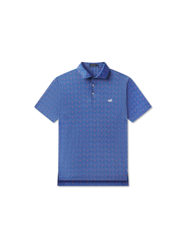 Blue patriotic patterned polo shirt