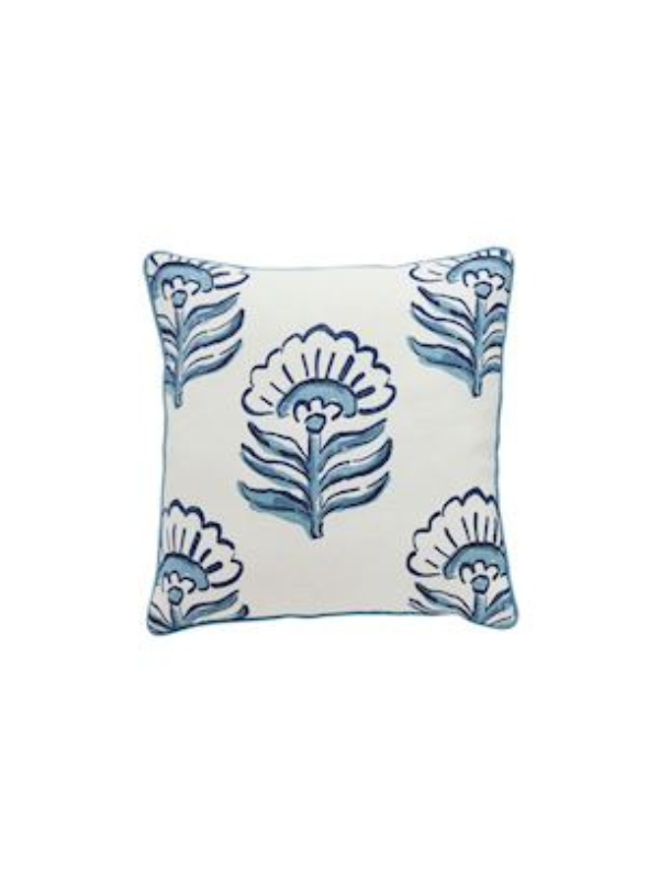 Large Scale Print Blue Pillow By Mudpie