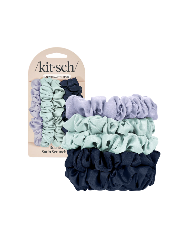 Garden Bouquet Ruched Satin Scrunchies 5pc Set
