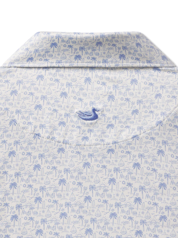 Summertime Blues Performance Polo In French Blue & White By Southern Marsh