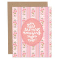 pink floral and stripes mothers day card