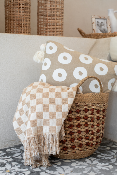 Tan Checkered Blanket