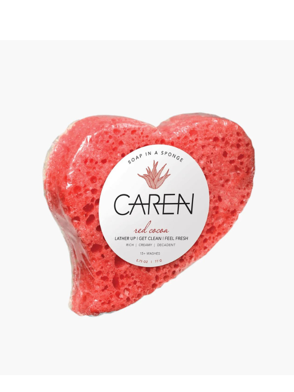 Red Cocoa Soap in a Heart Sponge