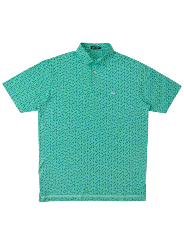 Flyline Offshore Mint and French Blue Performance Polo by Southern Marsh