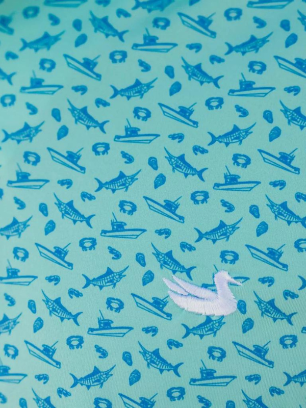 Flyline Offshore Mint and French Blue Performance Polo by Southern Marsh