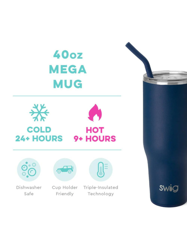 Matte Navy Mega Mug 40oz Tumbler by Swig Life