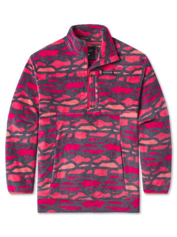 Southern Marsh Ogden Gorge Fleece Pullover in Dark Grey and Pink