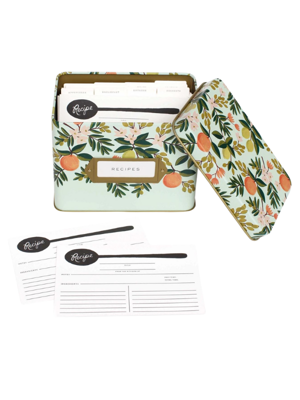 Citrus Floral Tin Recipe Box