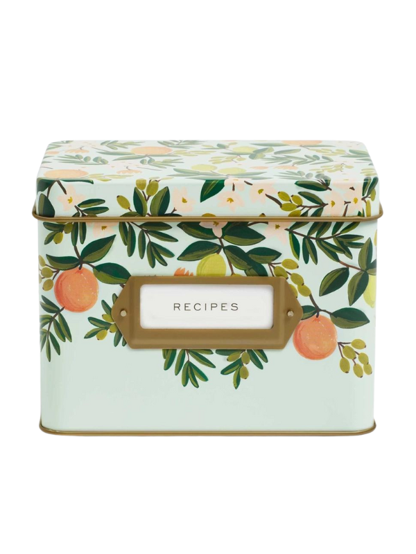 Citrus Floral Tin Recipe Box