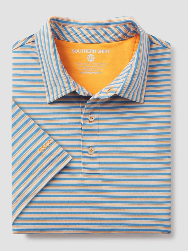 Augusta Stripe Polo in Azure By Southern Shirt Co.