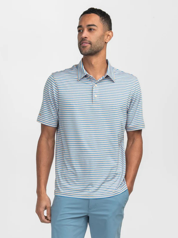 Augusta Stripe Polo in Azure By Southern Shirt Co.