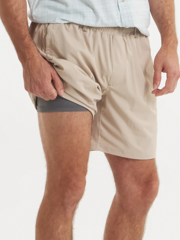 Billfish Lined Performance Short in Classic Khaki By Southern Marsh