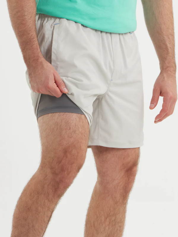 Billfish Lined Performance Short in Light Gray Classic By Southern Marsh