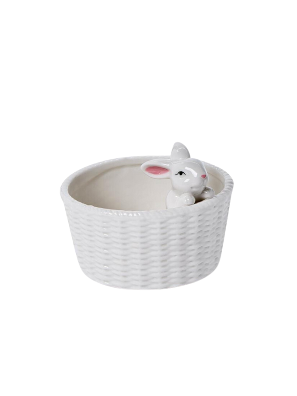 Easter Bunny with Basket Tidbit Dish