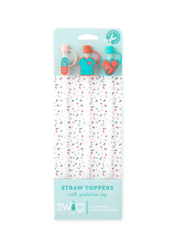 Scrub Life Straw Topper Set