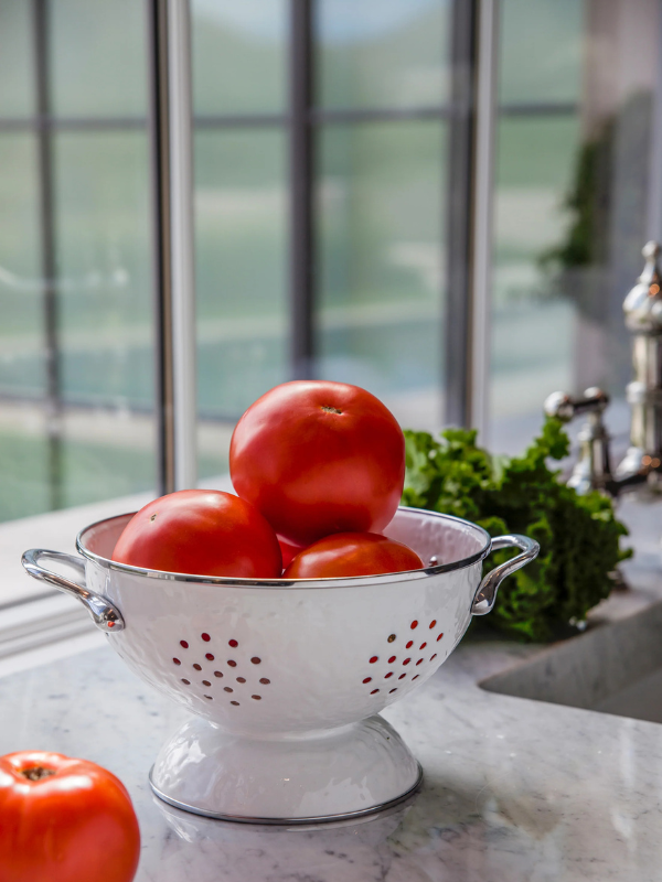 White Solid Medium Colander by Golden Rabbit