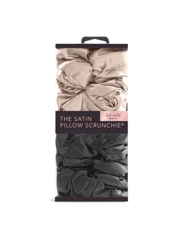 Black & Gold Satin Pillow Scrunchies by Kitsch