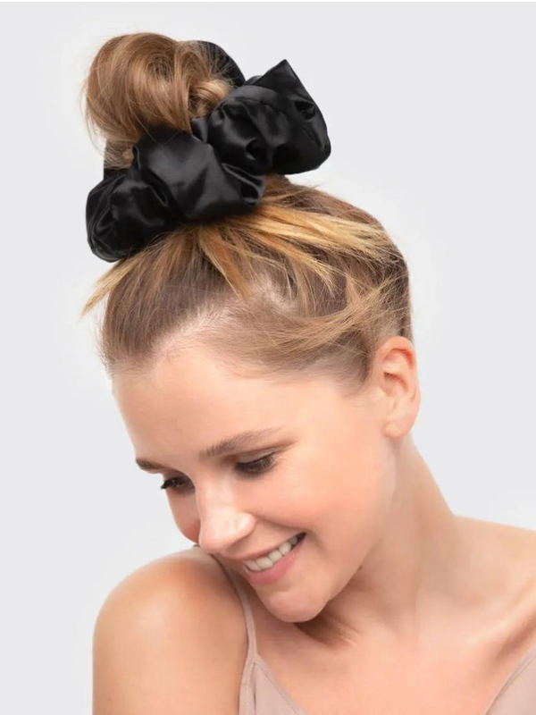 Black & Gold Satin Pillow Scrunchies by Kitsch