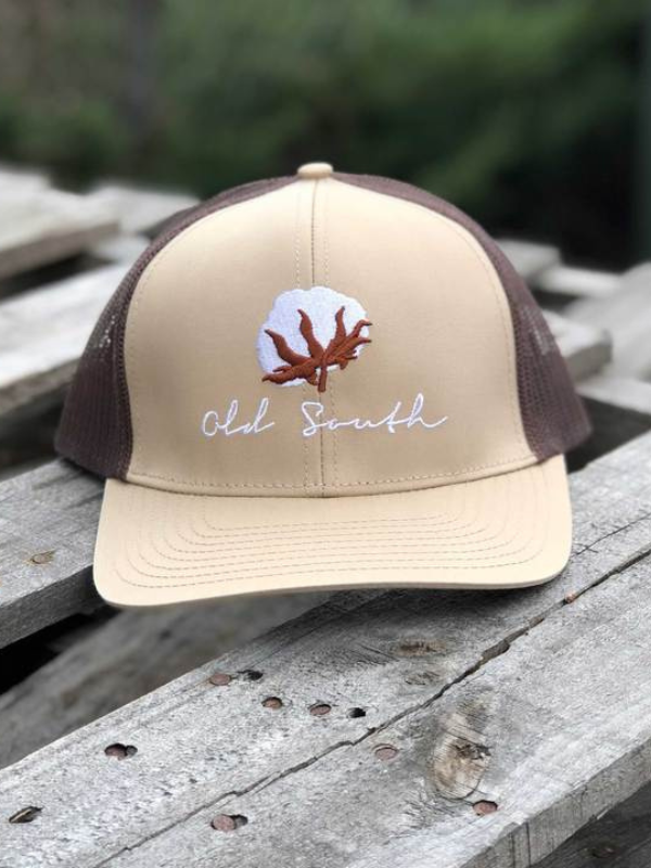 Cotton Trucker Hat in Khaki/Brown by Old South Apparel
